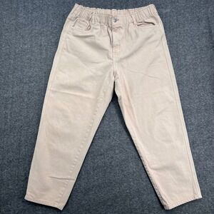 HM Womens Tapered Pull On Jeans Blush Pink Tan Elastic‎ Waist Cotton Size 14